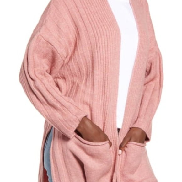 Topshop Sweaters - TopShop Long Pink Open Front Cardigan - Small 4-6